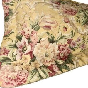 Croscill King Pillow Sham Quilted COTTAGE PAVILION Pale Yellow French Country